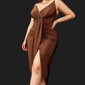 Ruched Wrap Asymmetrical Hem Cami Dress